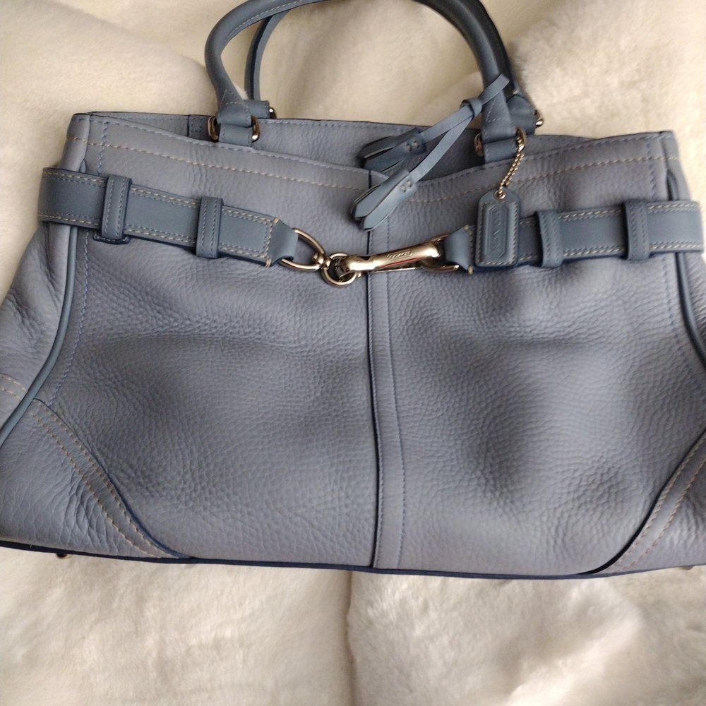 Coach Light Blue Leather Satchel